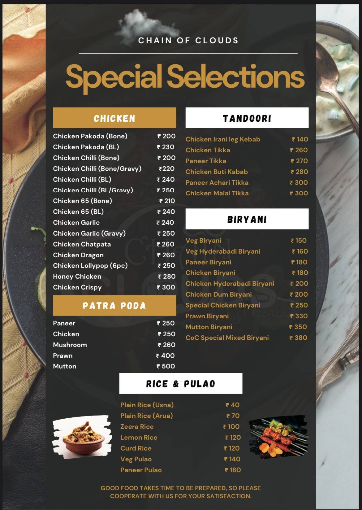 Chain Of Clouds menu