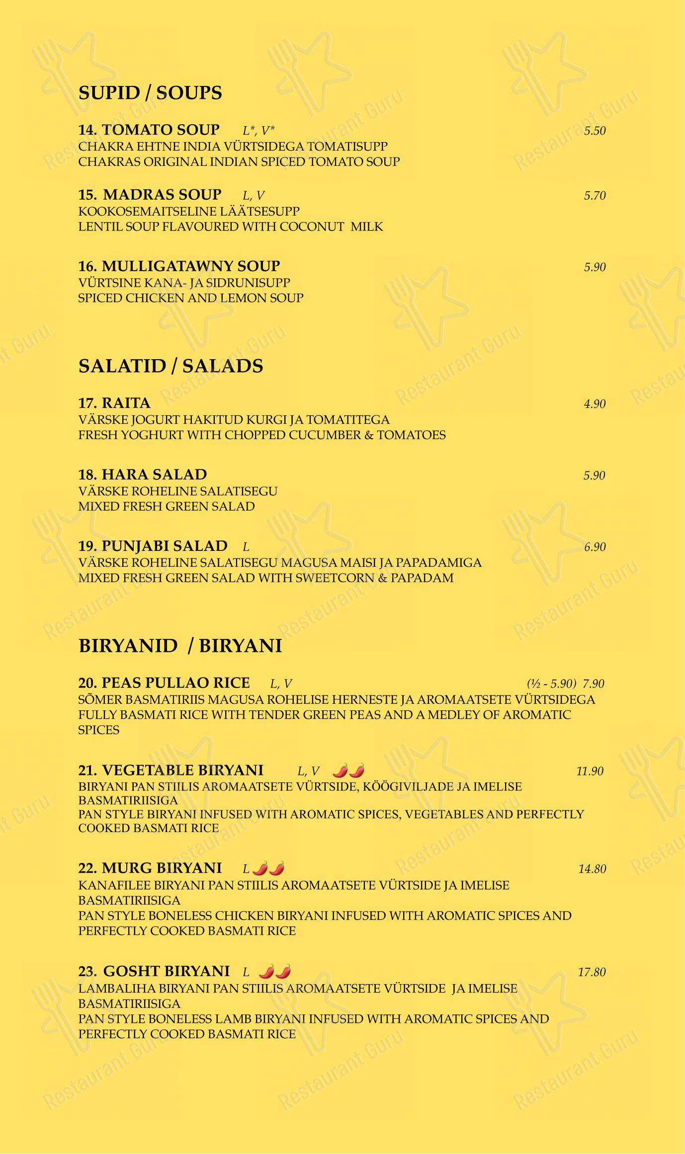 Chakra dans Tallinn - Menu bar