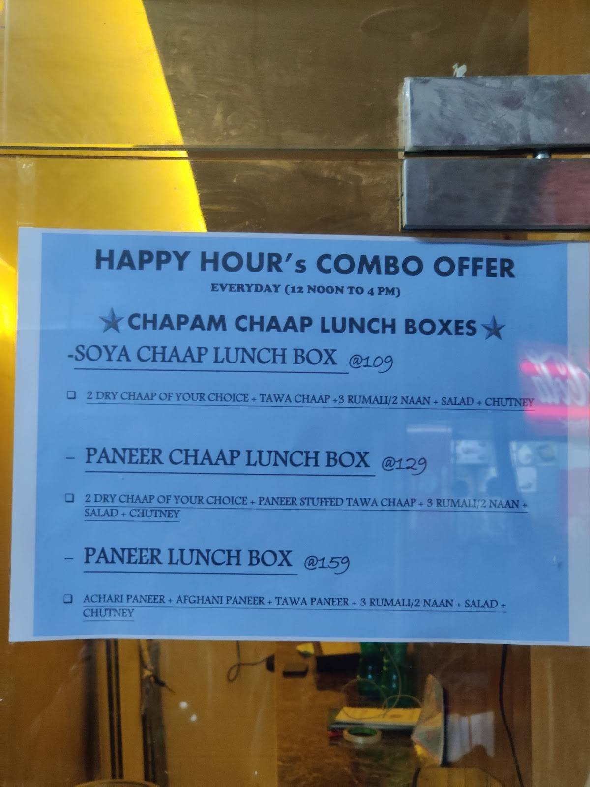 Chapam Chaap menu