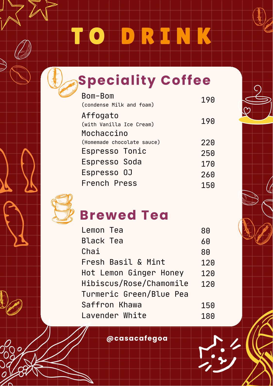 Casa Café menu
