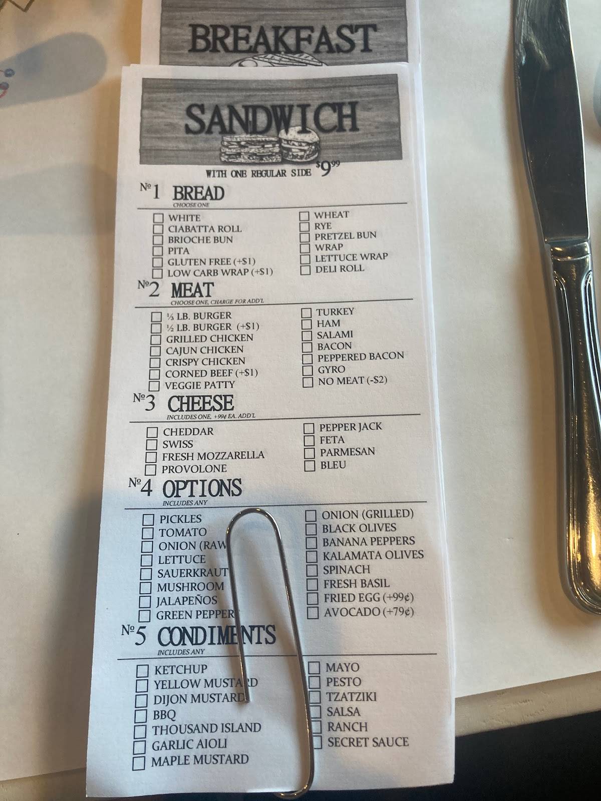 Menu at Check Please Cafe, Grafton