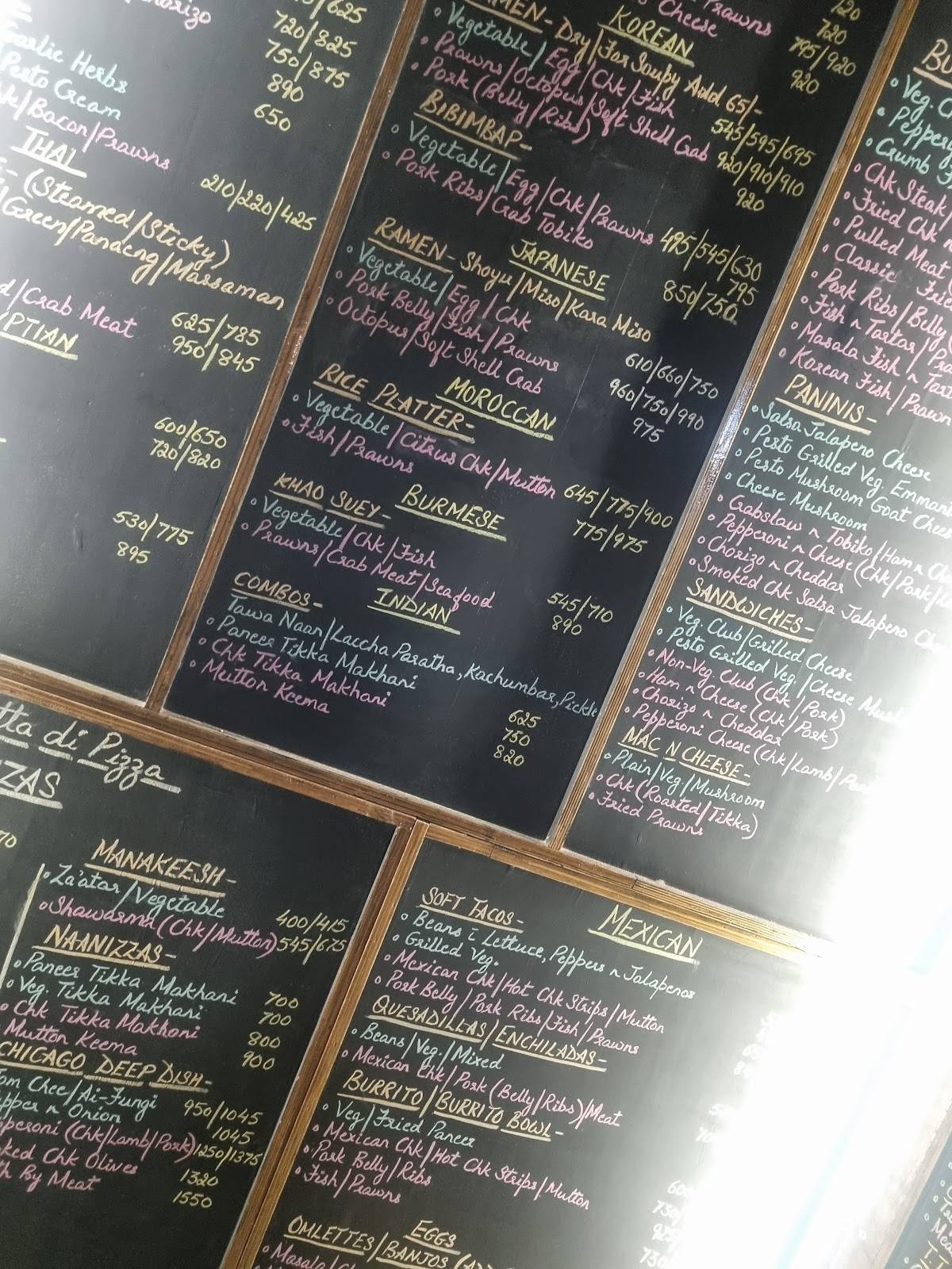 Chef's Alcove menu