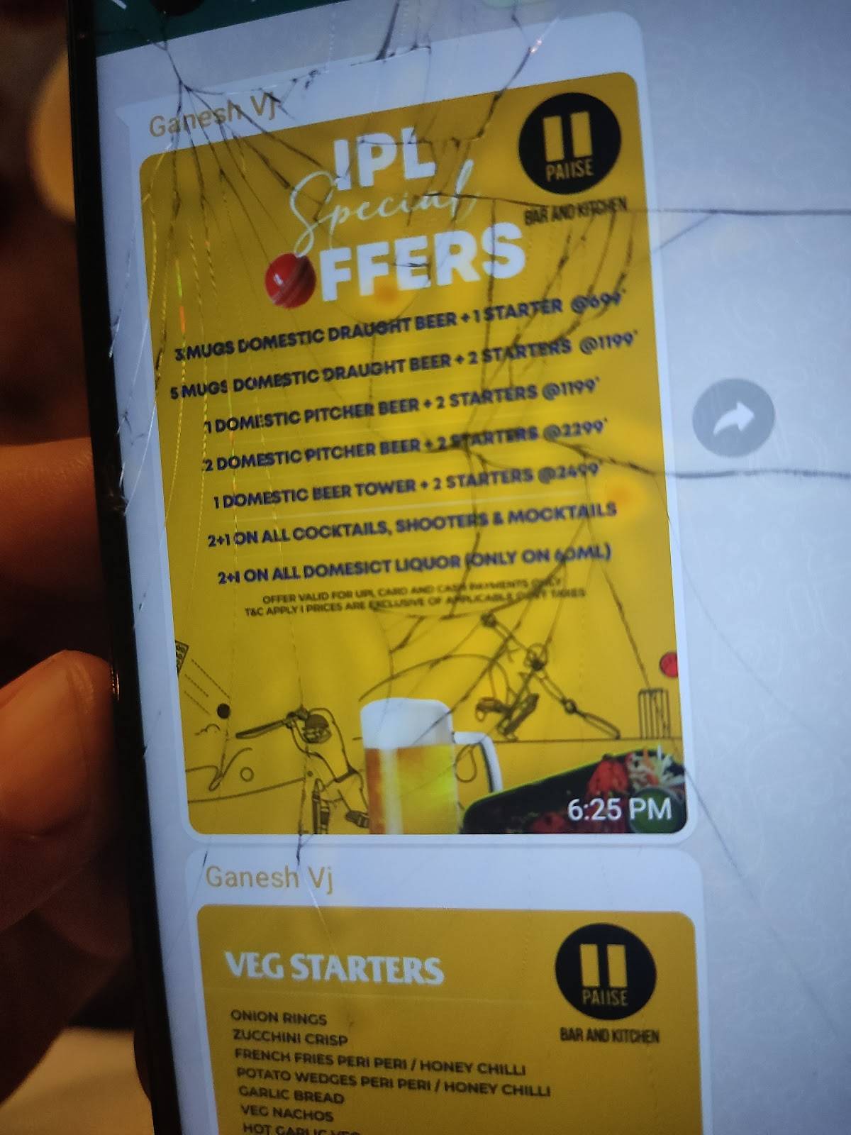 Pause Bar and Kitchen menu