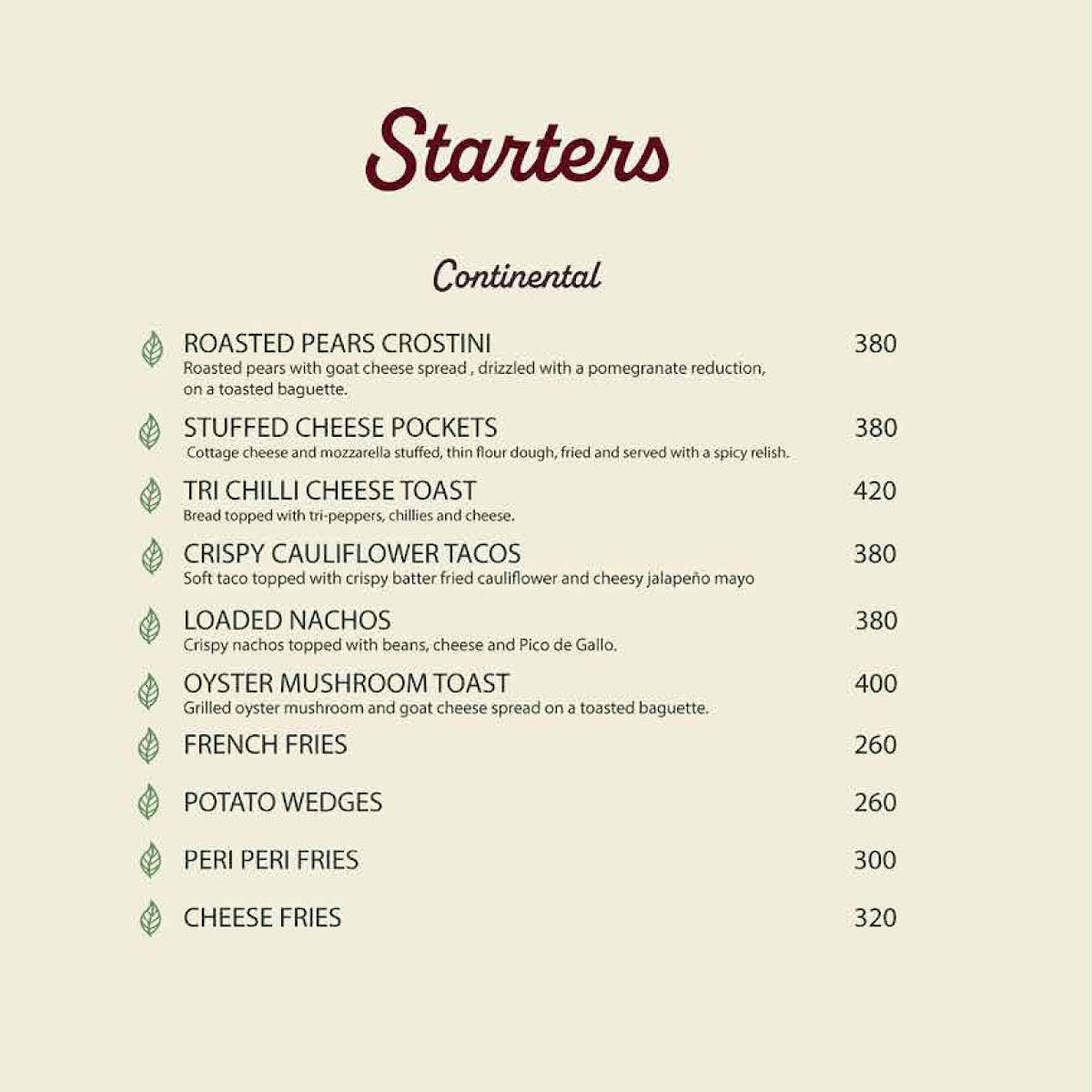 The Beach by Madras Square Restaurant & Bar ECR menu