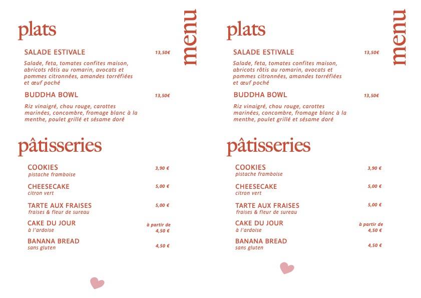 Menu de Chérie Chéri