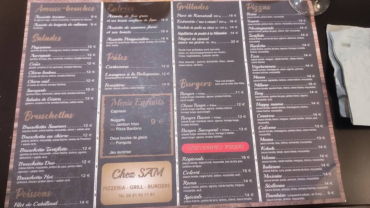 Menu de Chez Sam