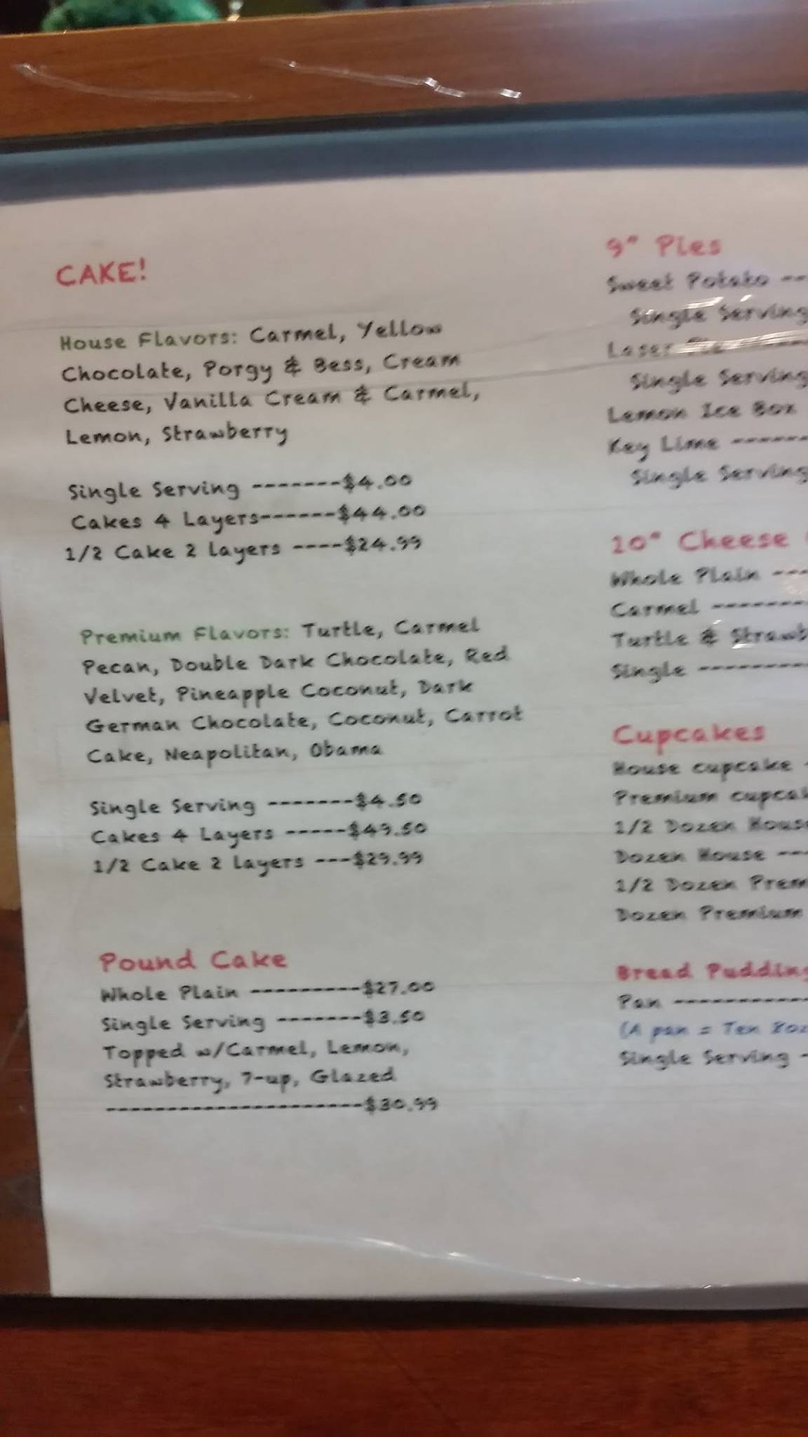 Menu at Brown Sugar Bakery, Chicago, 328 E 75th St