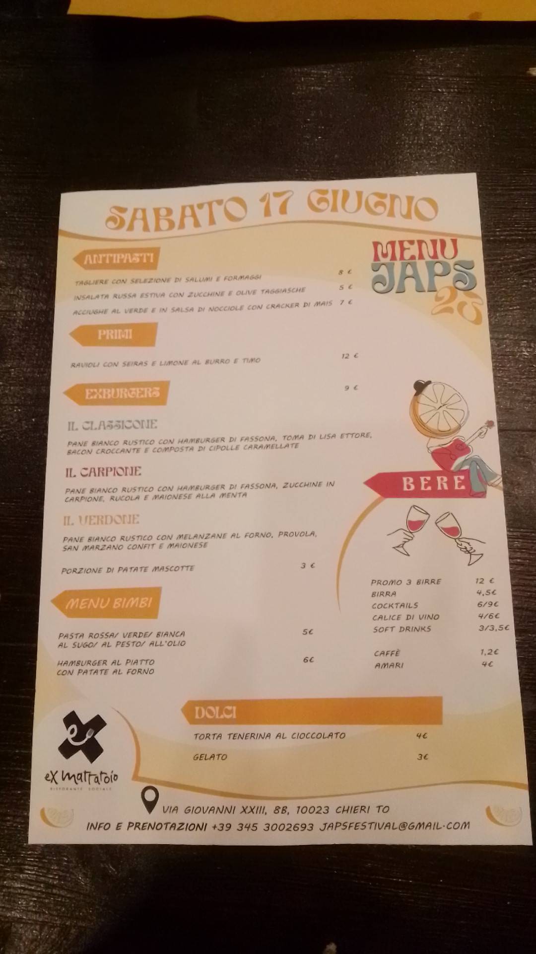 Menu di Ex Mattatoio 