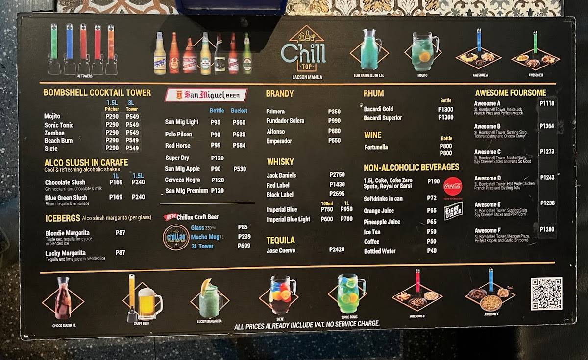 Menu at Chill Top Restobar Lacson Manila, Manila