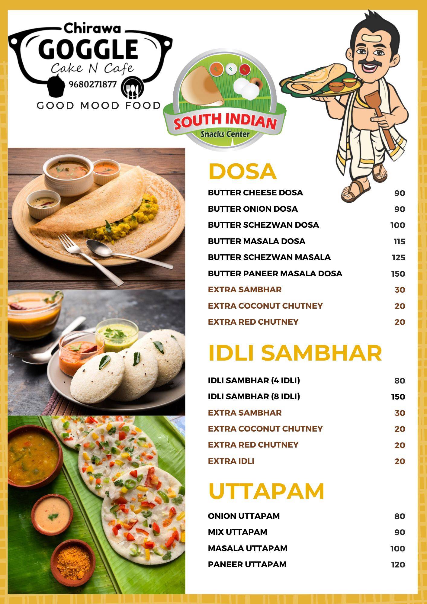 Goggle Cafe Chirawa menu
