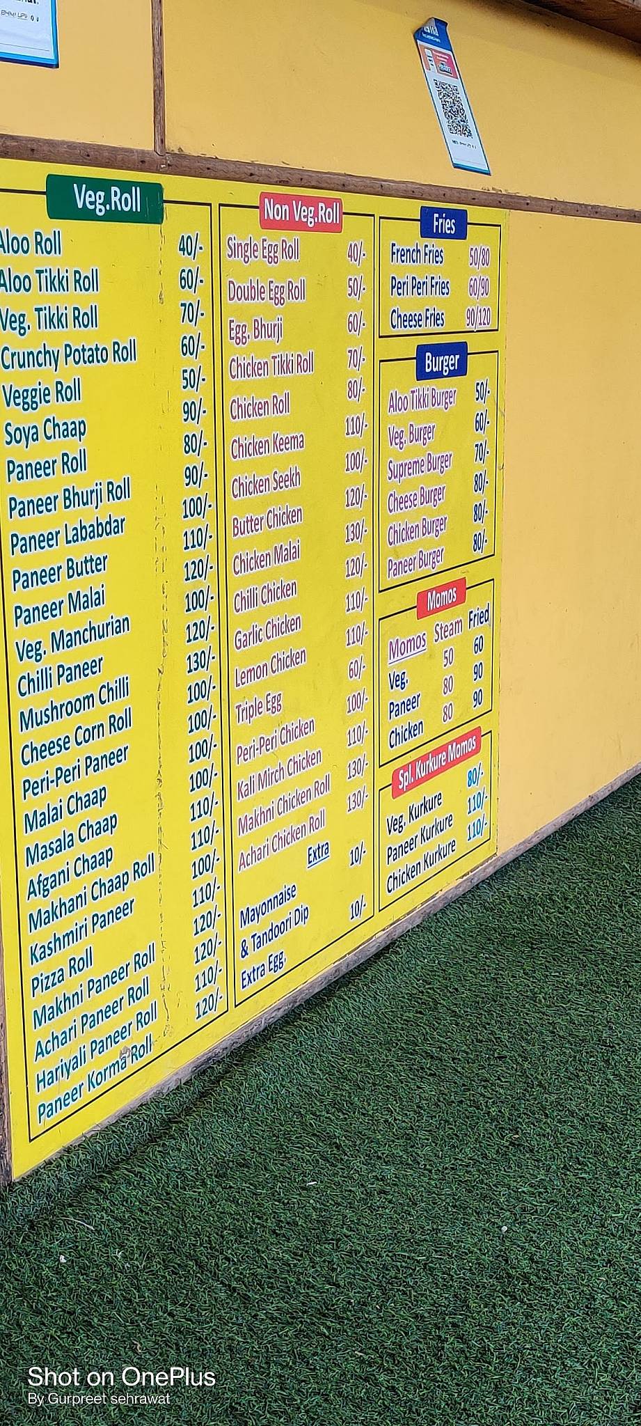 Chowringhee kathi roll menu