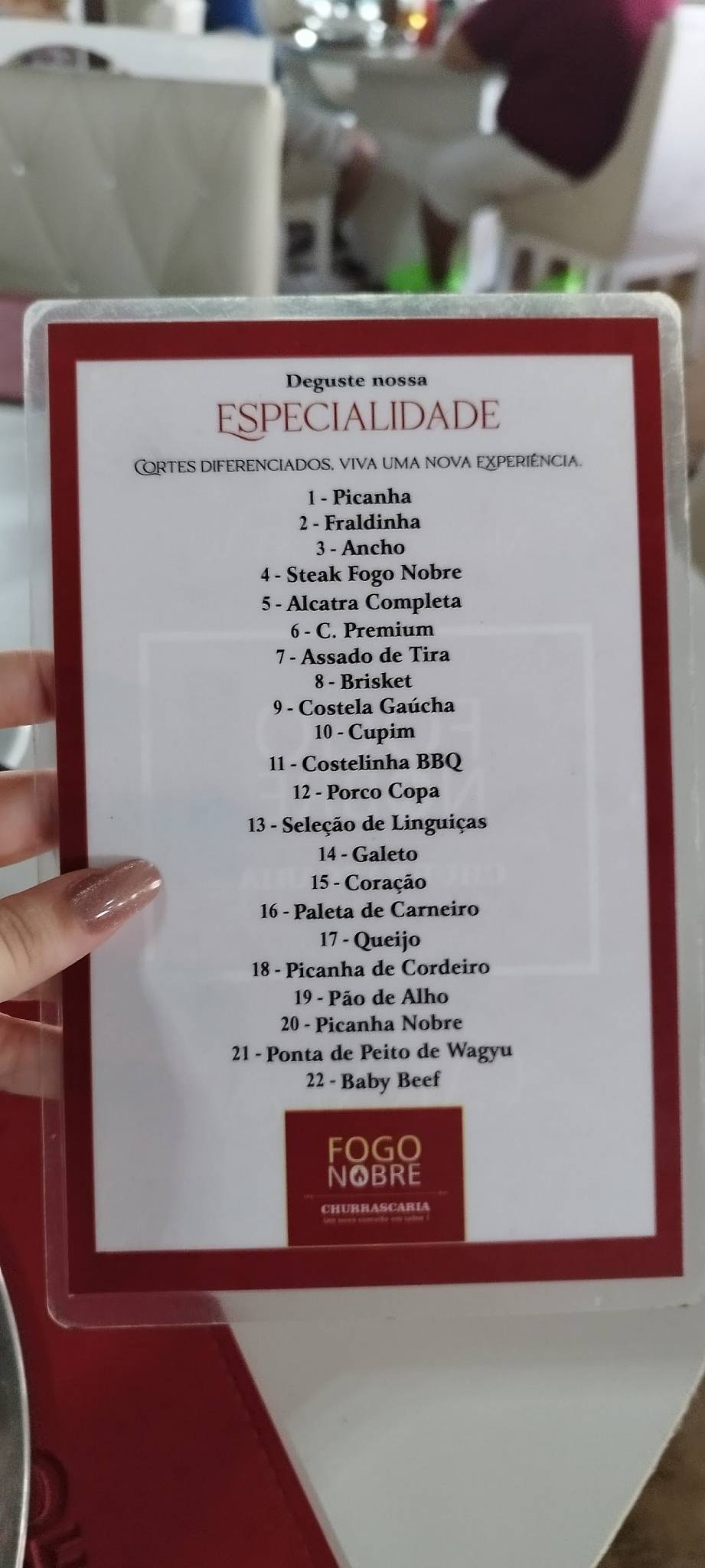 Churrascaria Fogo Nobre cardápio