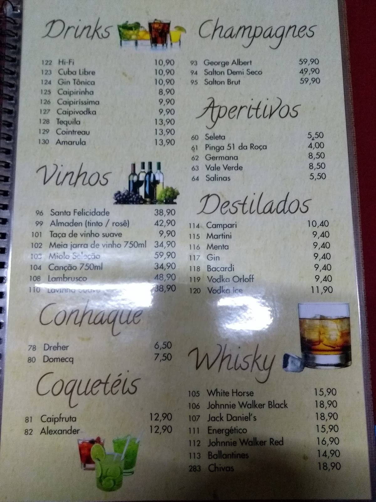 Churrascaria e Pizzaria Moinhos cardápio