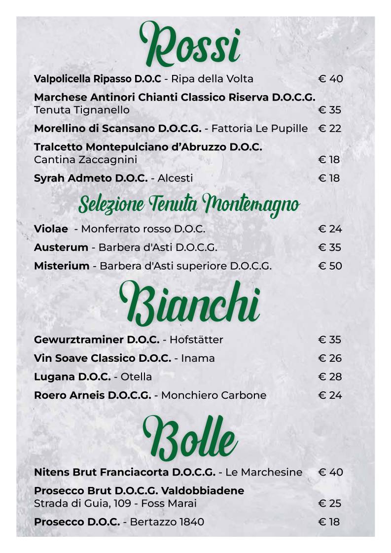 Menu di Cilantro - Ristorante Pizzeria Carne alla brace 