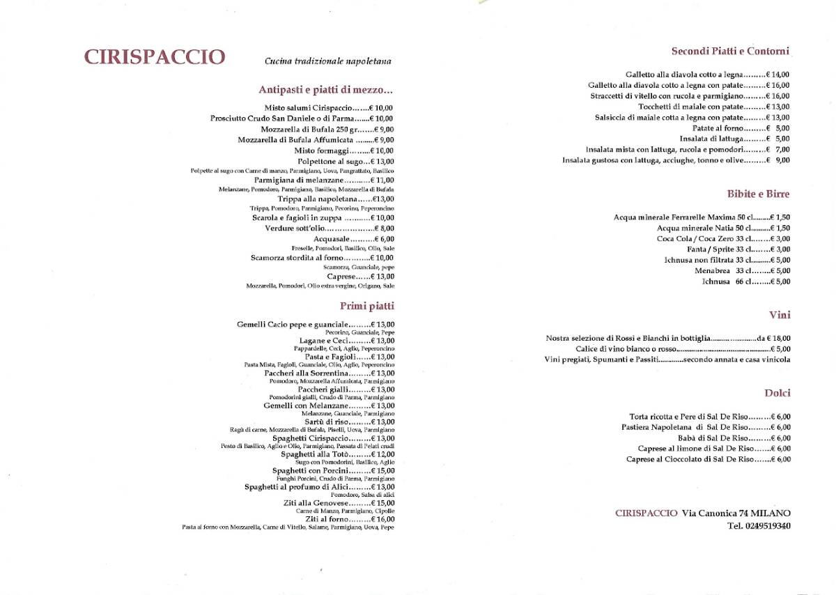 Menu di Cirispaccio 