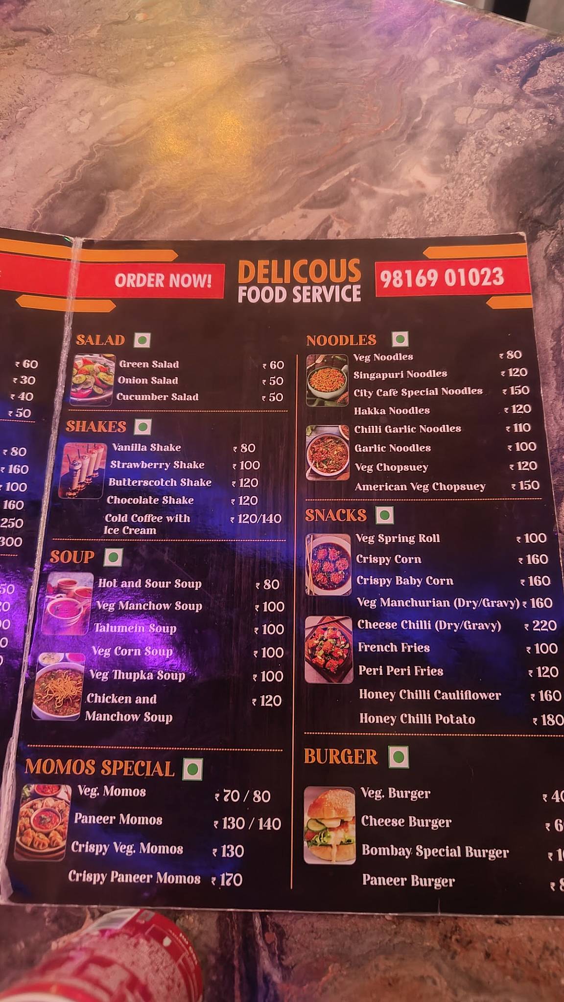 City Cafe Rehan menu