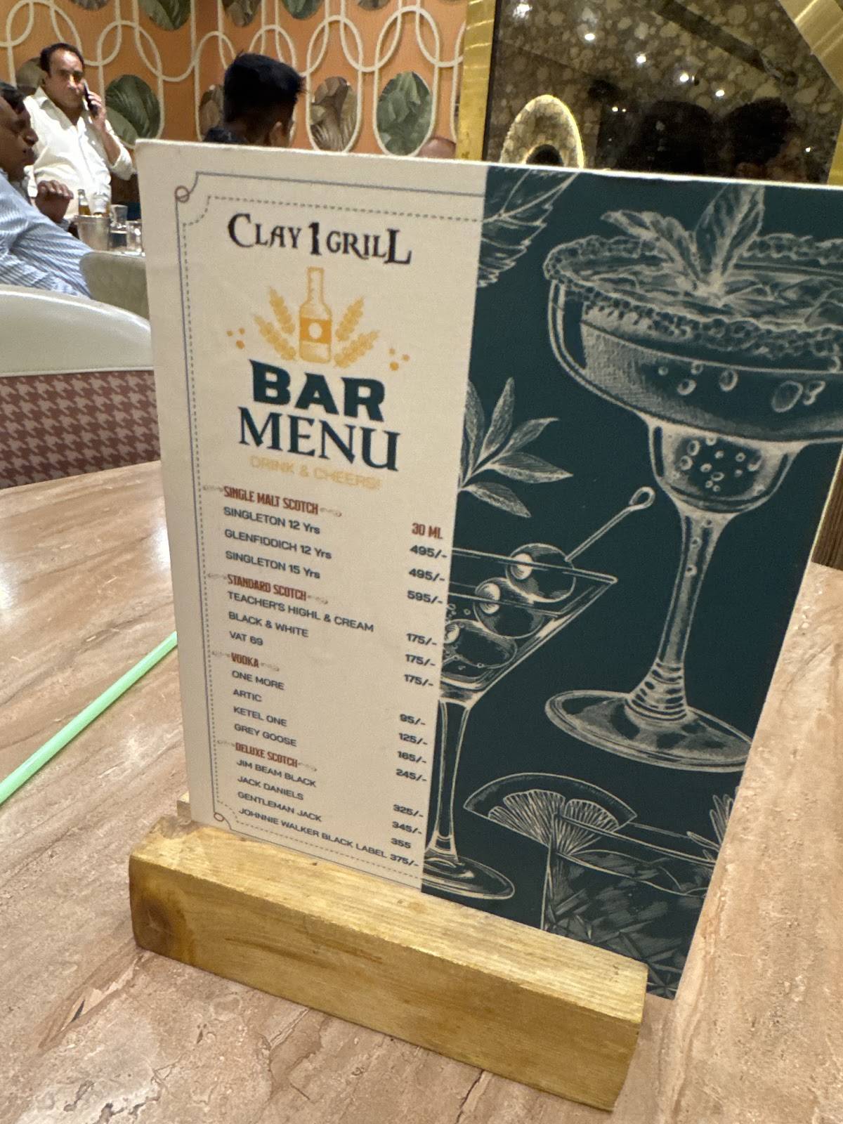 Clay 1 Grill – Restaurant & Party Hall in Moti Nagar menu