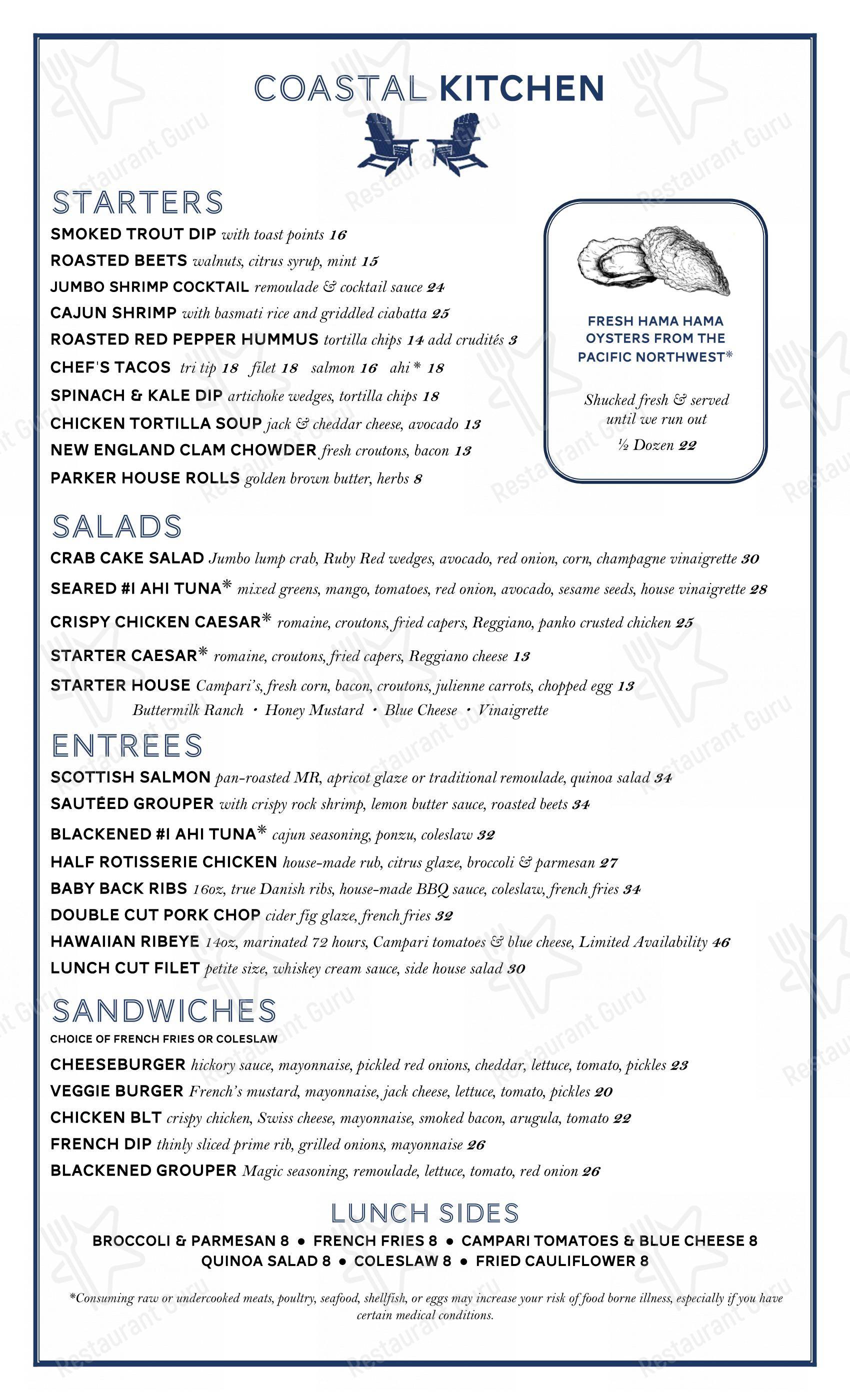 Menu at Coastal Kitchen pub & bar, Dana Point