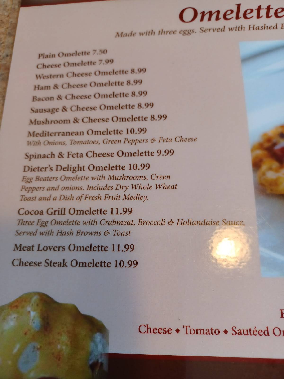 Menu at Cocoa Diner restaurant, Hummelstown, 590 E Main St