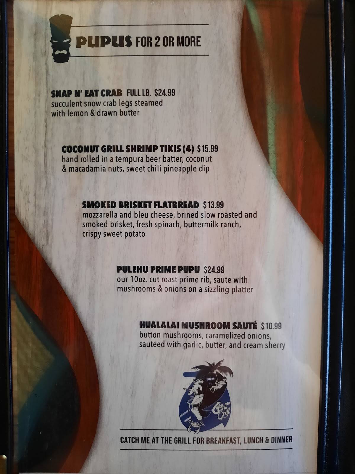 Menu at Coconut Grill restaurant, Hilo