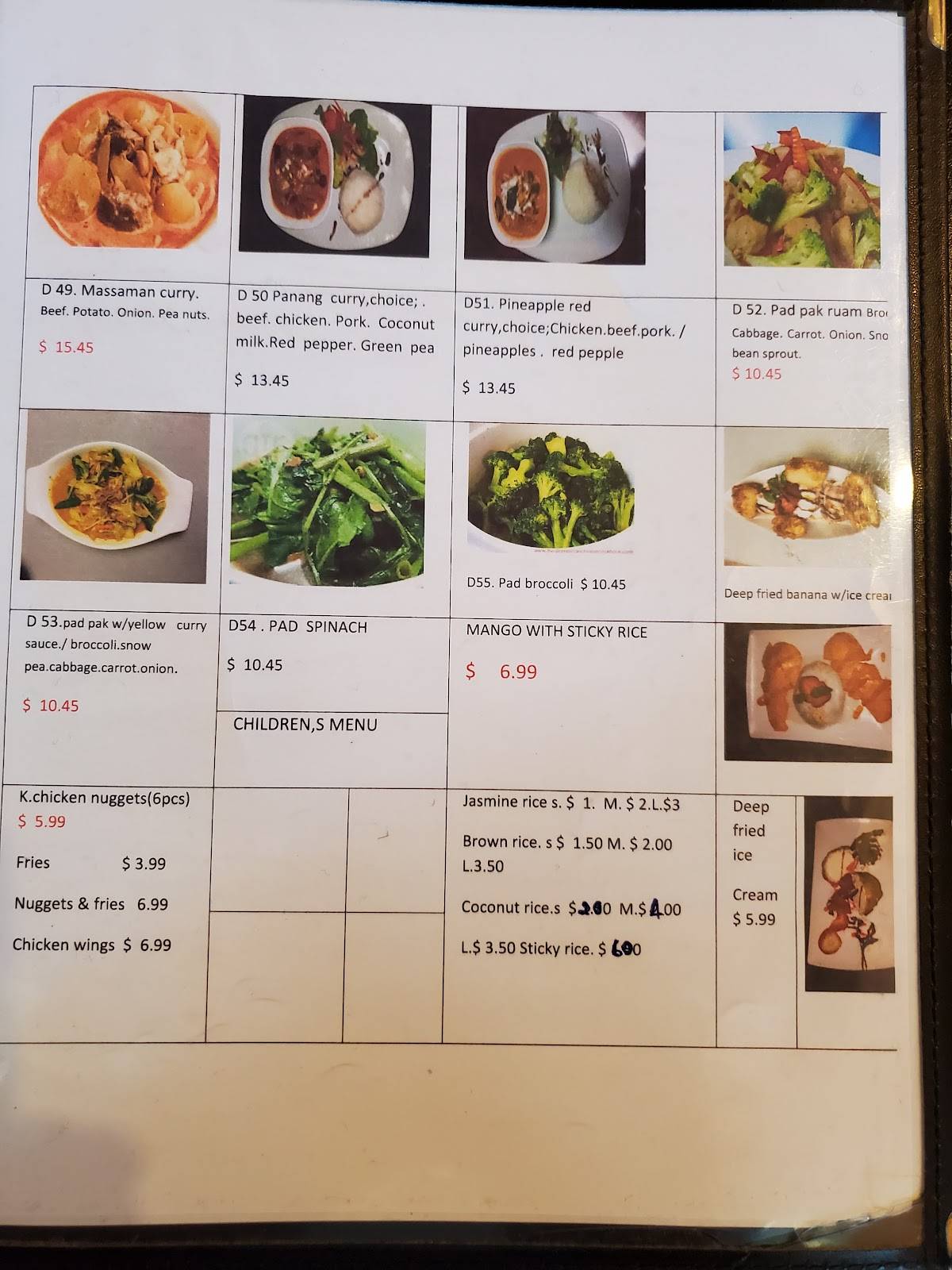 Menu at Coconut Thai Restaurant (Chilliwack), Chilliwack