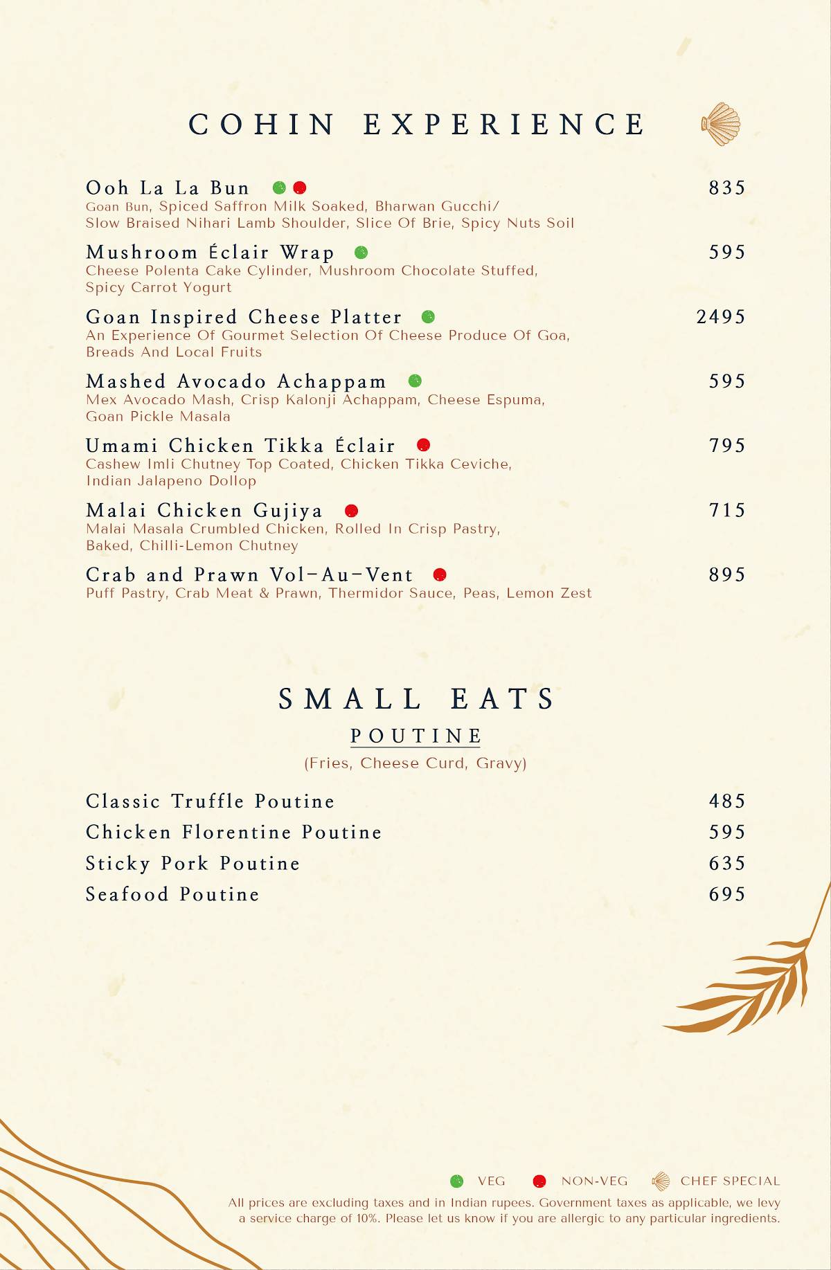 Cohin menu