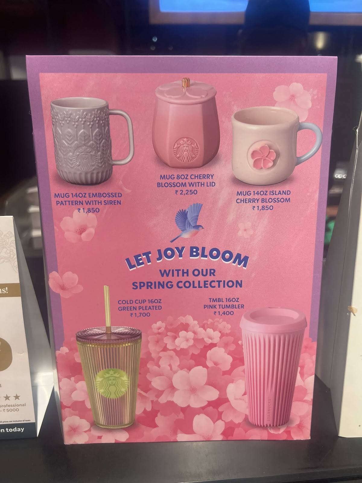 Starbucks menu