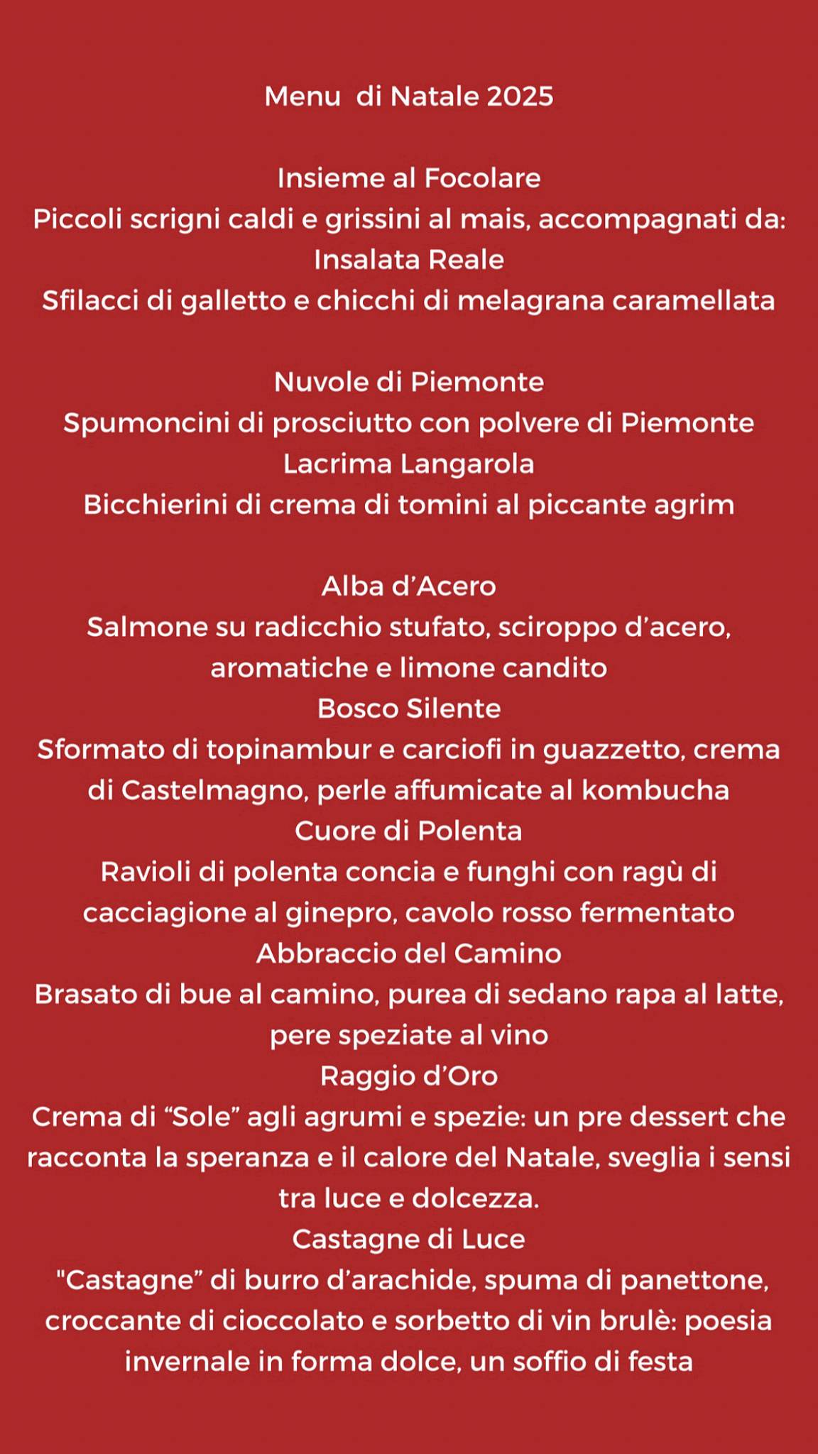 Menu di Come in Famiglia 