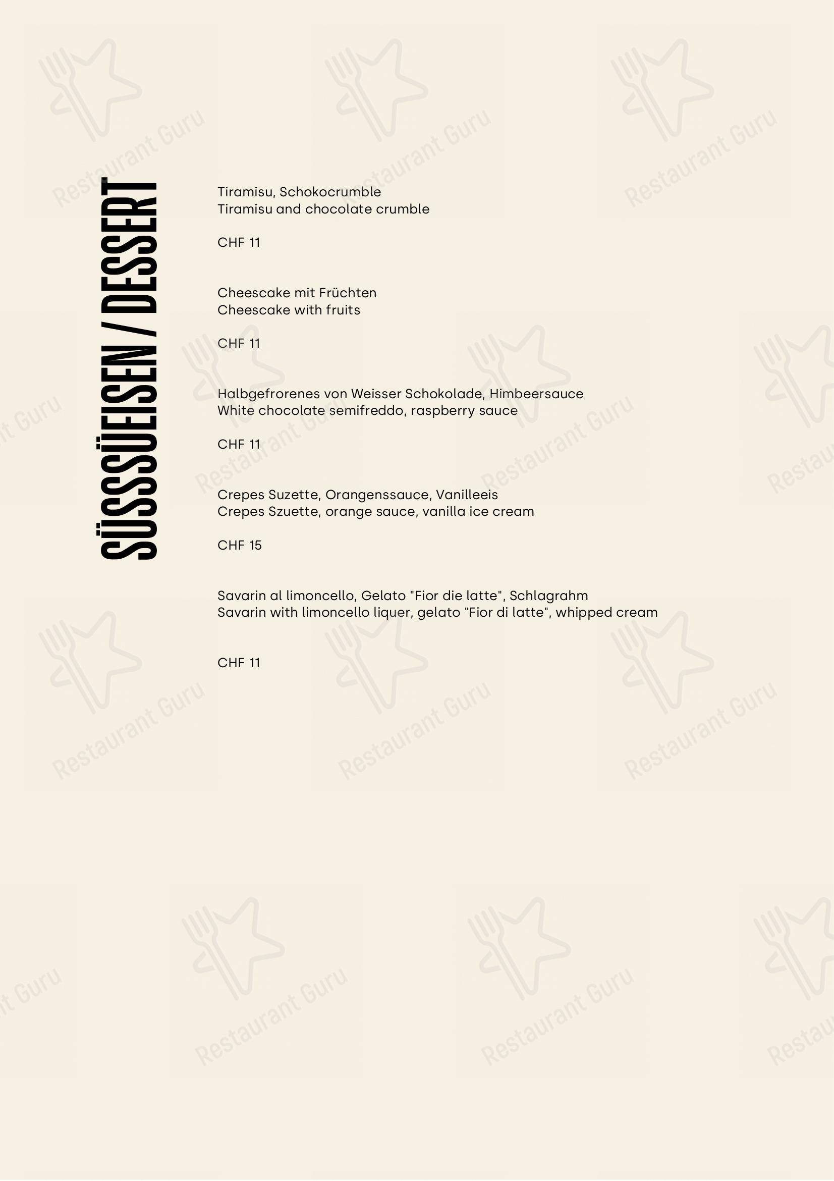 Menu pour Commerce - Ristorante e Pizzeria - Menu