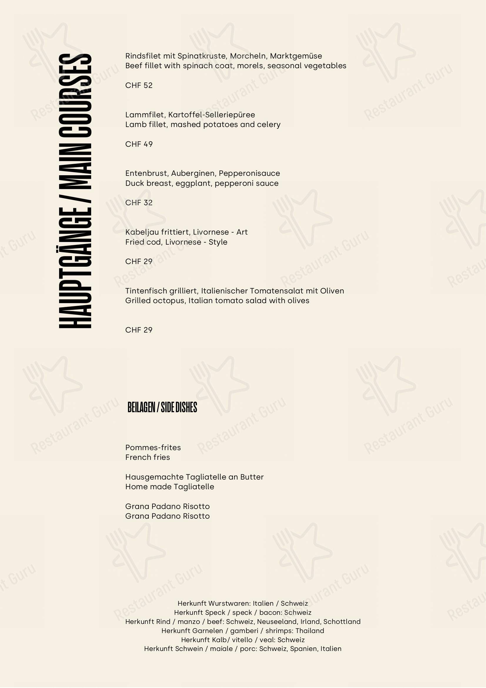 Menu pour Commerce - Ristorante e Pizzeria - Menu