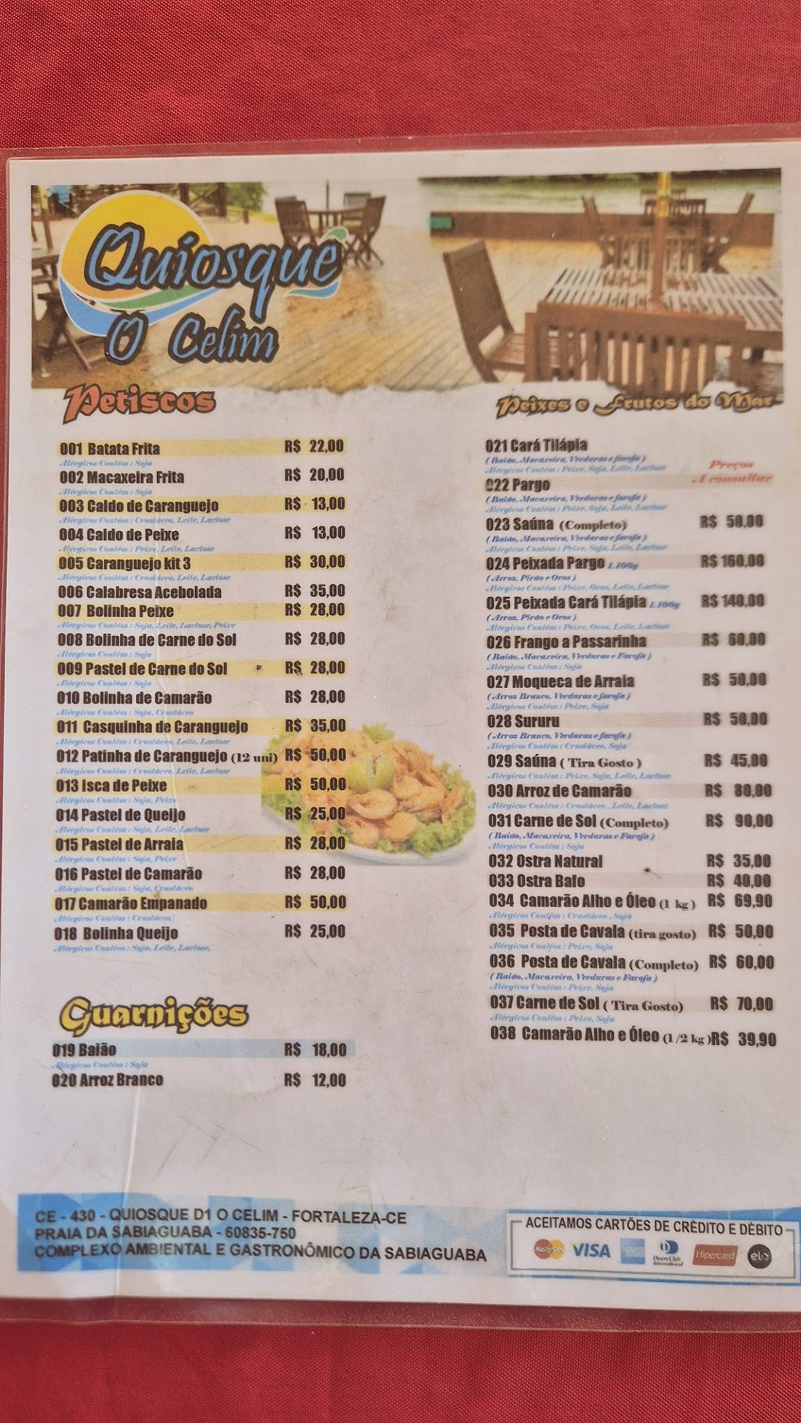 Complexo Gastronômico Da Sabiaguaba cardápio