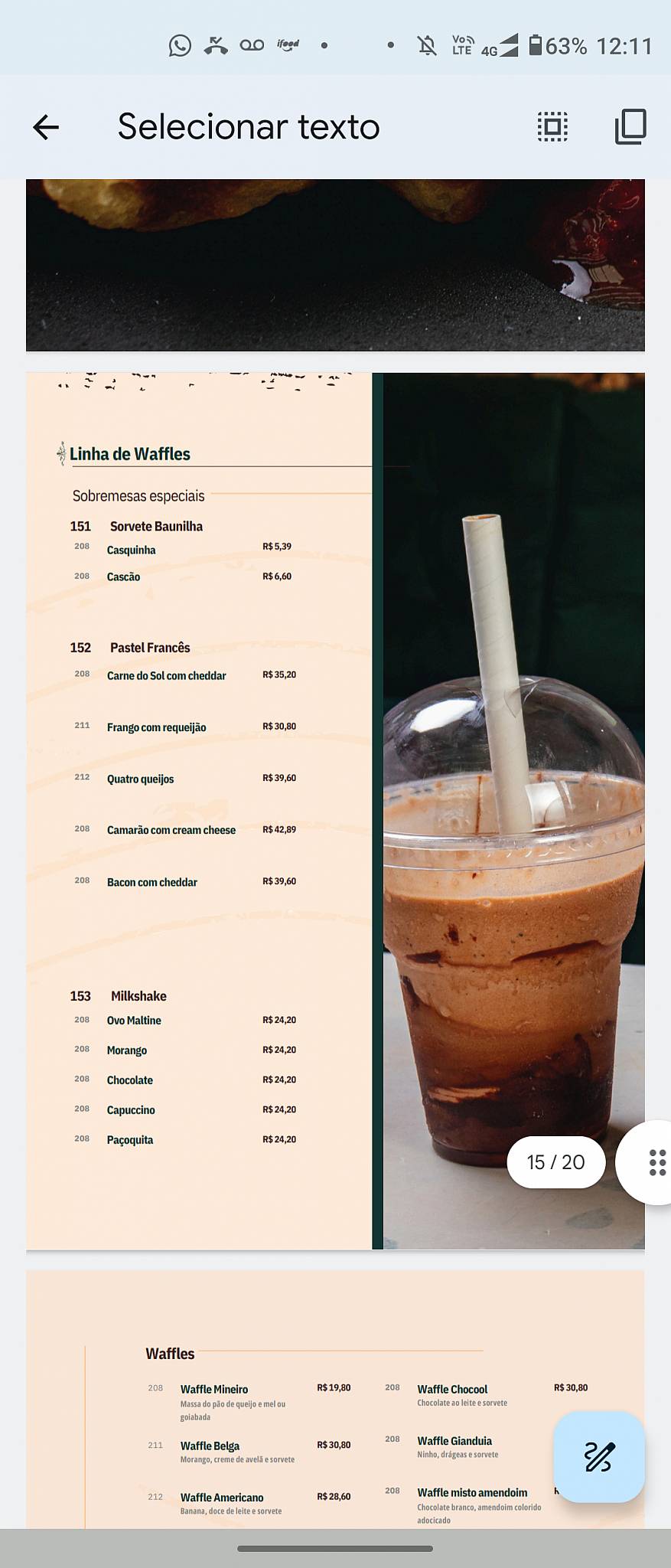 Café Consulado cardápio