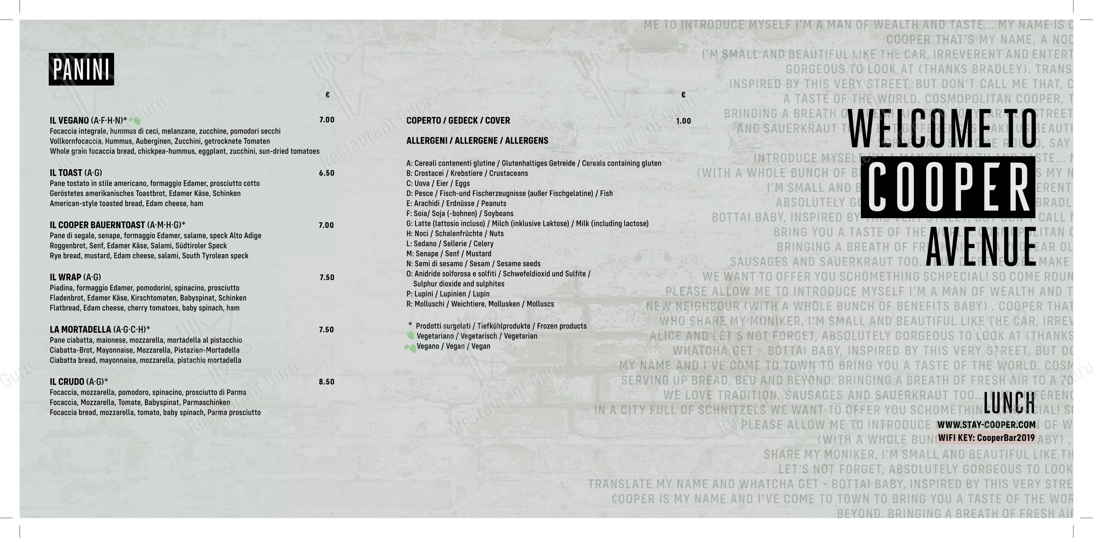 菜单 per Cooper BrEaD & BISTRO in Bolzano