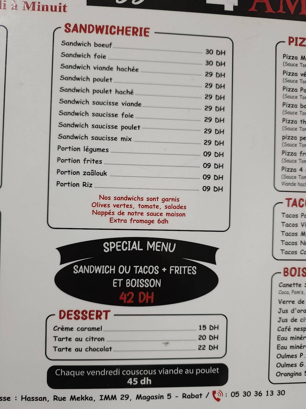 Menu de Coq Magic Hassan