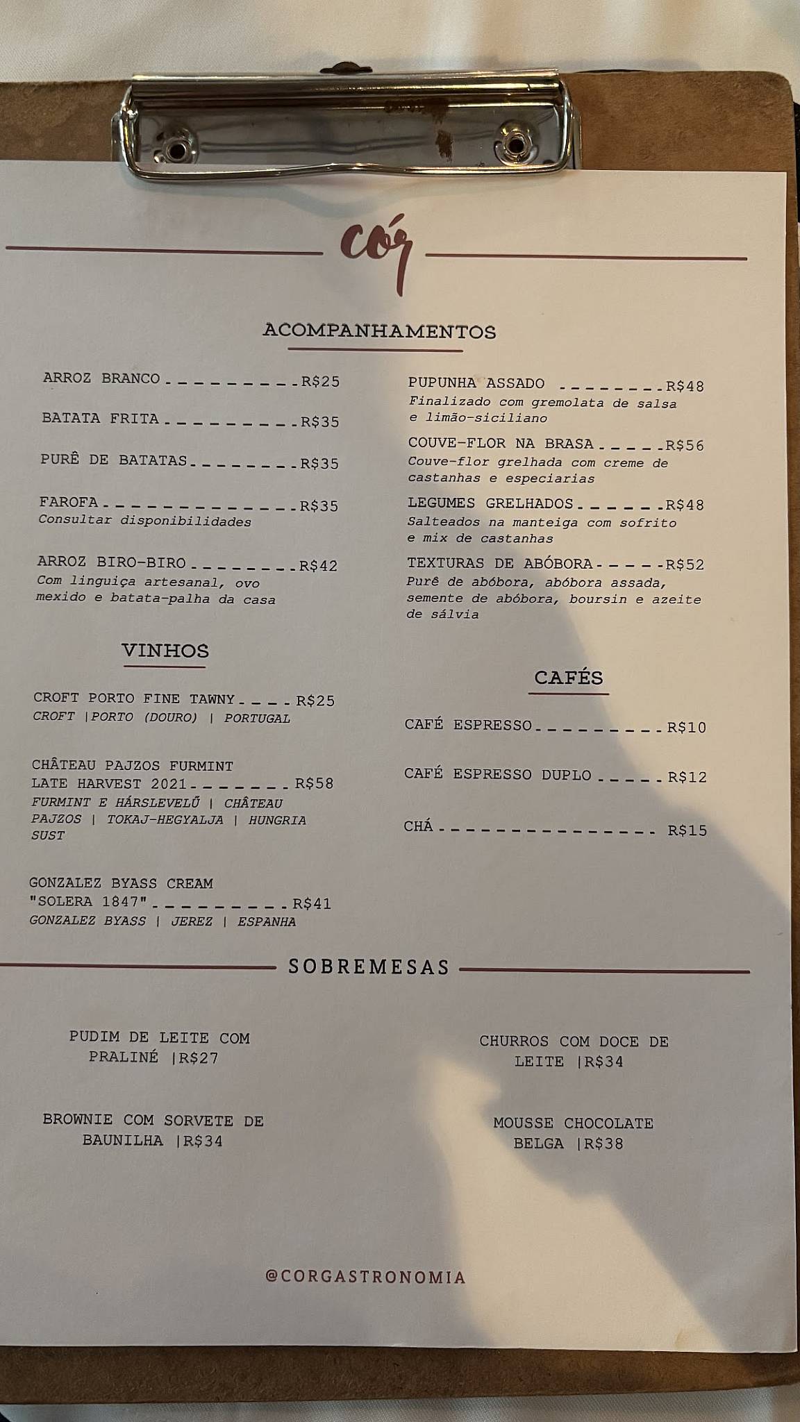 Cór cardápio