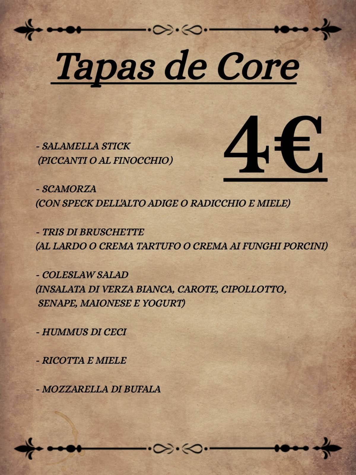 Menu di Core Bistrot 