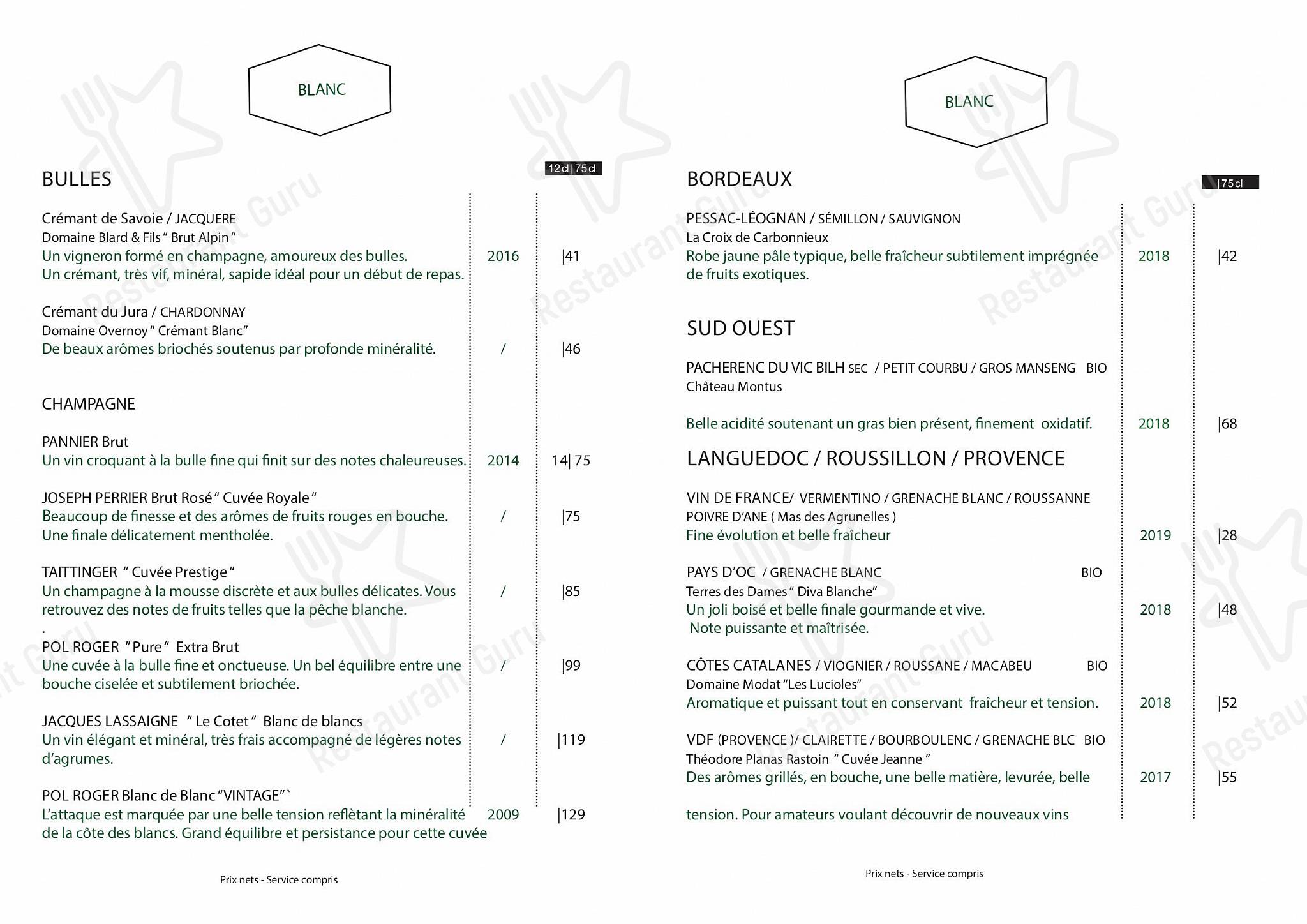Set menu pour Coretta restaurant