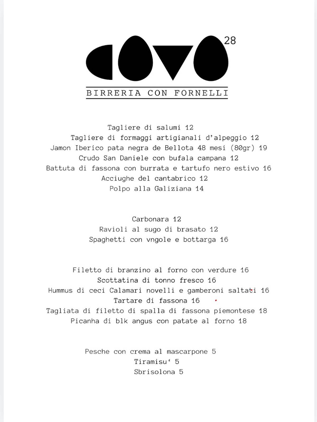 Menu di Covo28 Beerstrò 