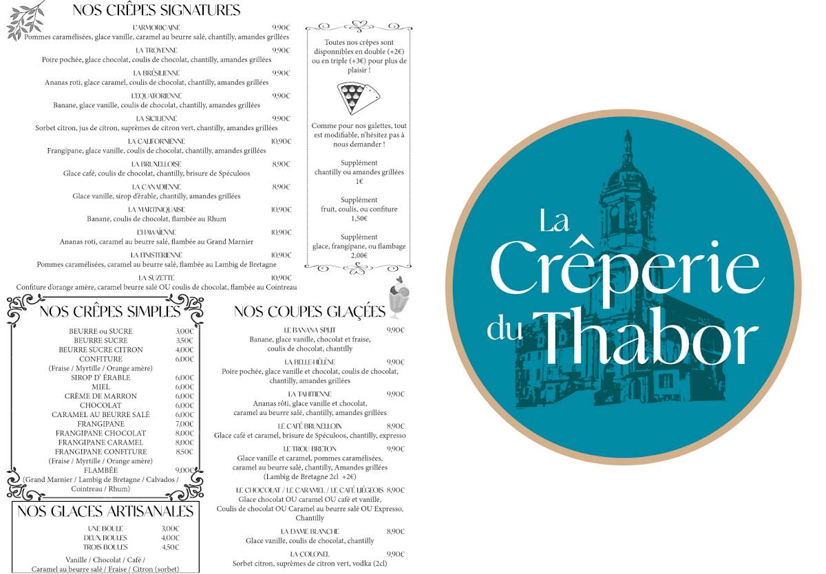 Menu de Crêperie du Thabor