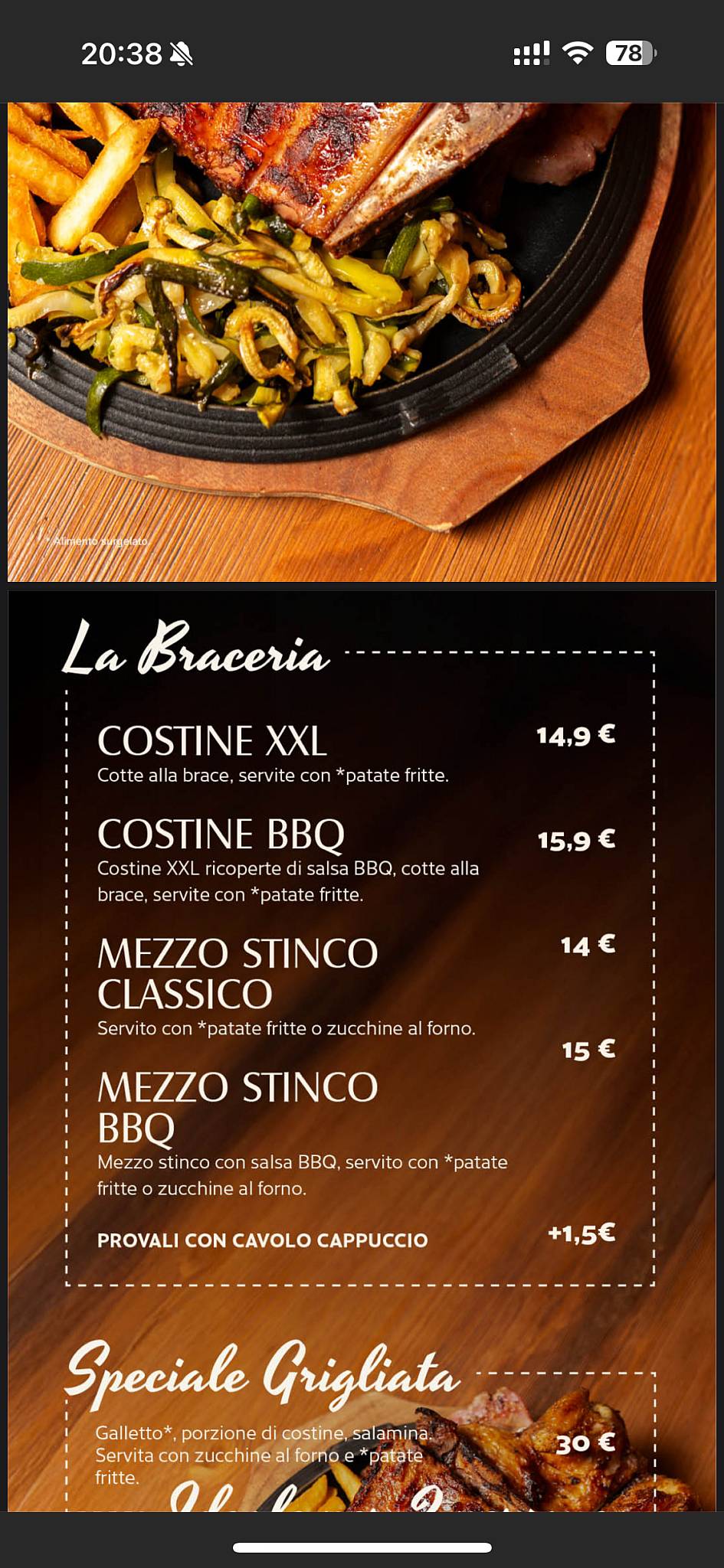 Menu di Cresta Alta - Como 