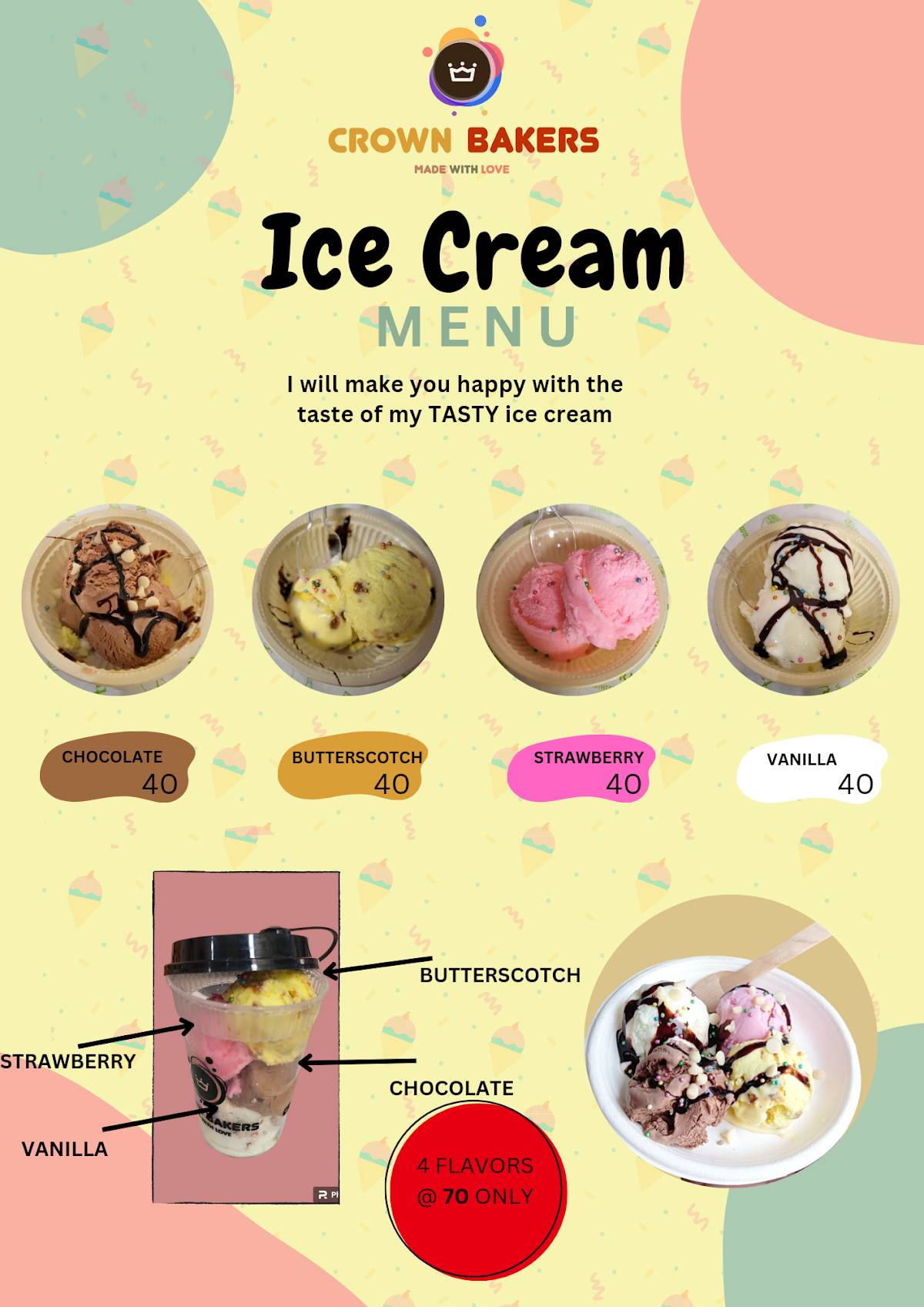 Crown Bakers & Restaurant menu