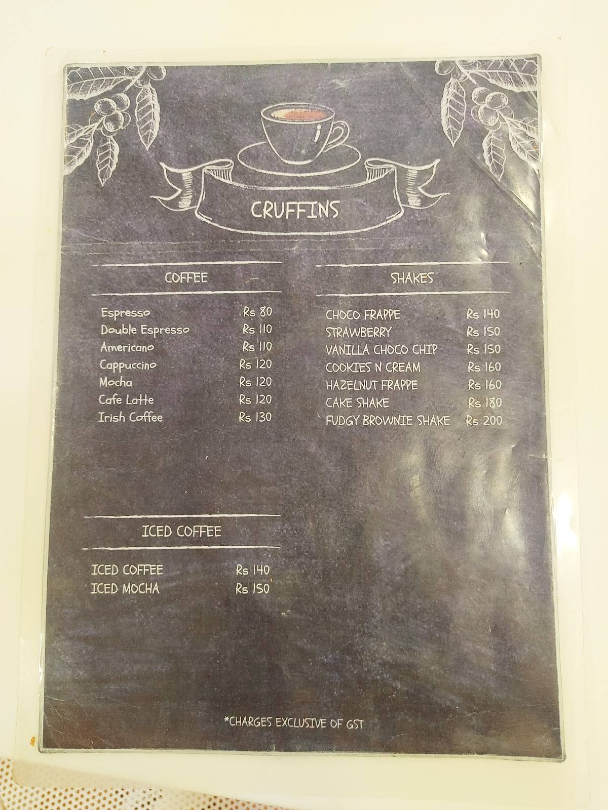 Cruffins Patisserie menu