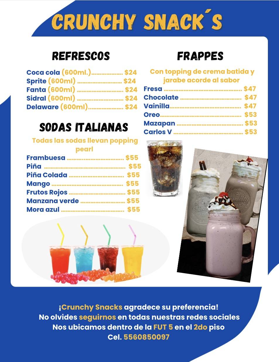 Menu at Crunchy Snacks restaurant, Calpulalpan