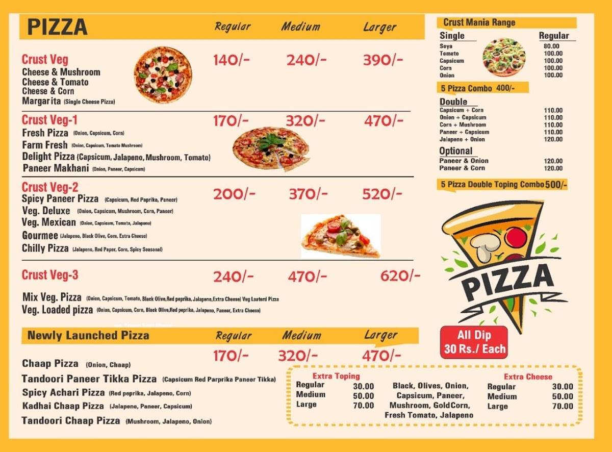 Crust Pizza menu