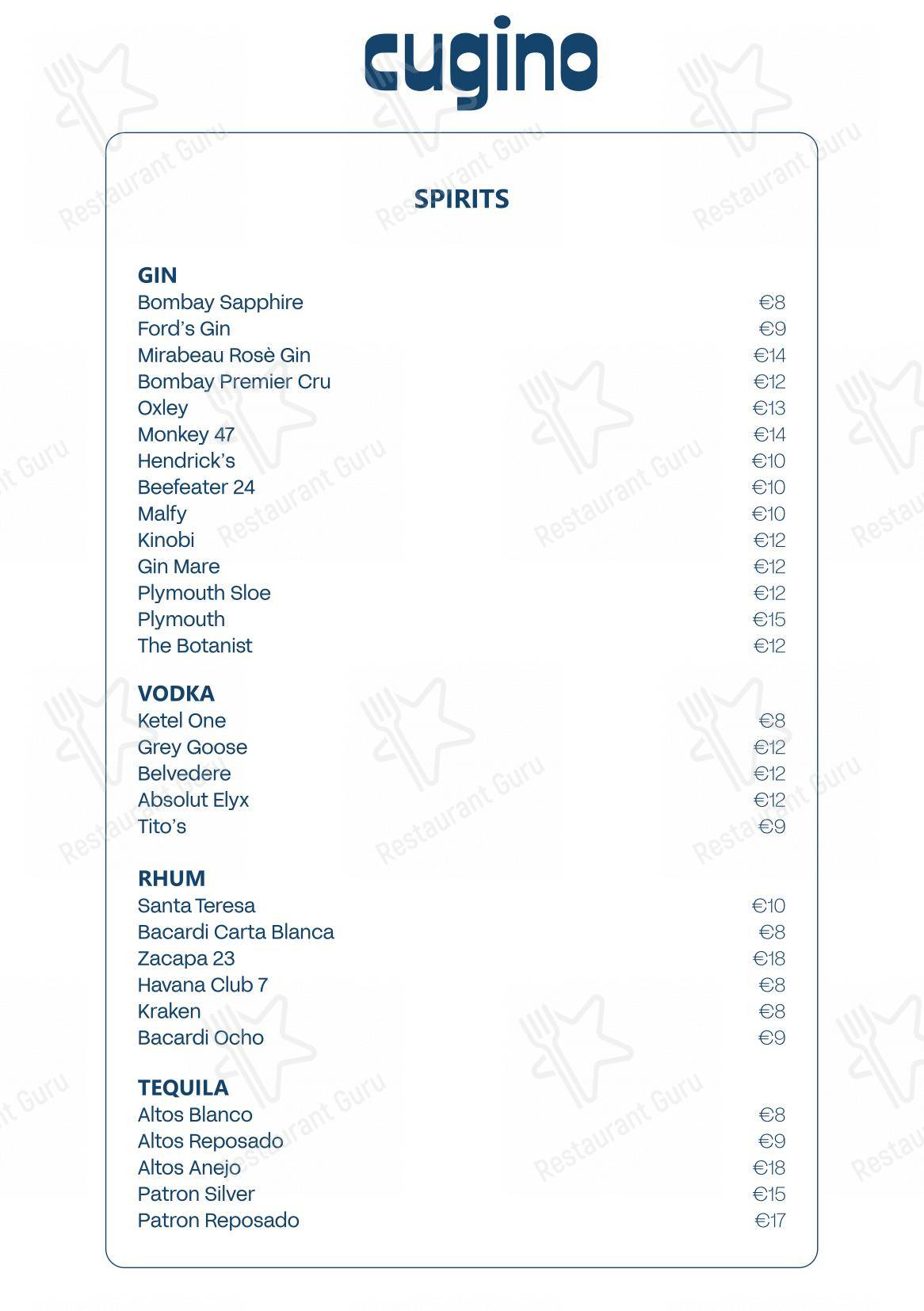Menu di Cugino - Menu