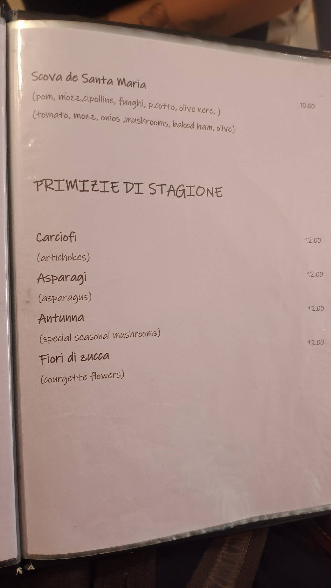 Menu di DEA MADRE Pizzeria forno a legna 