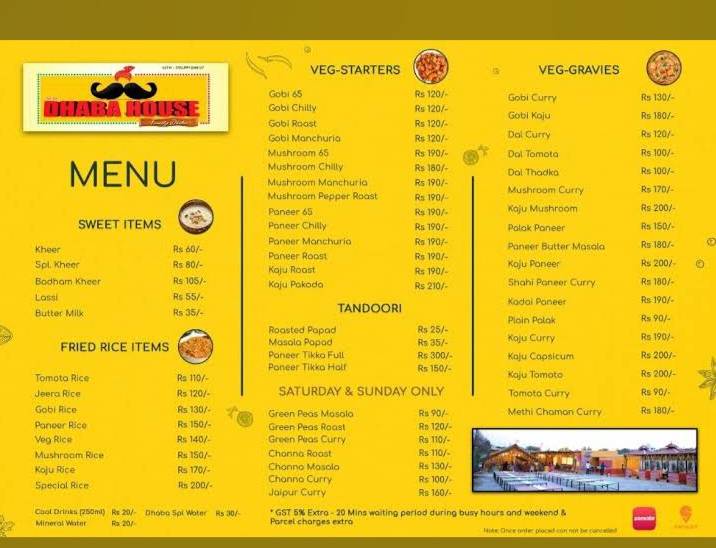 DHABA HOUSE menu