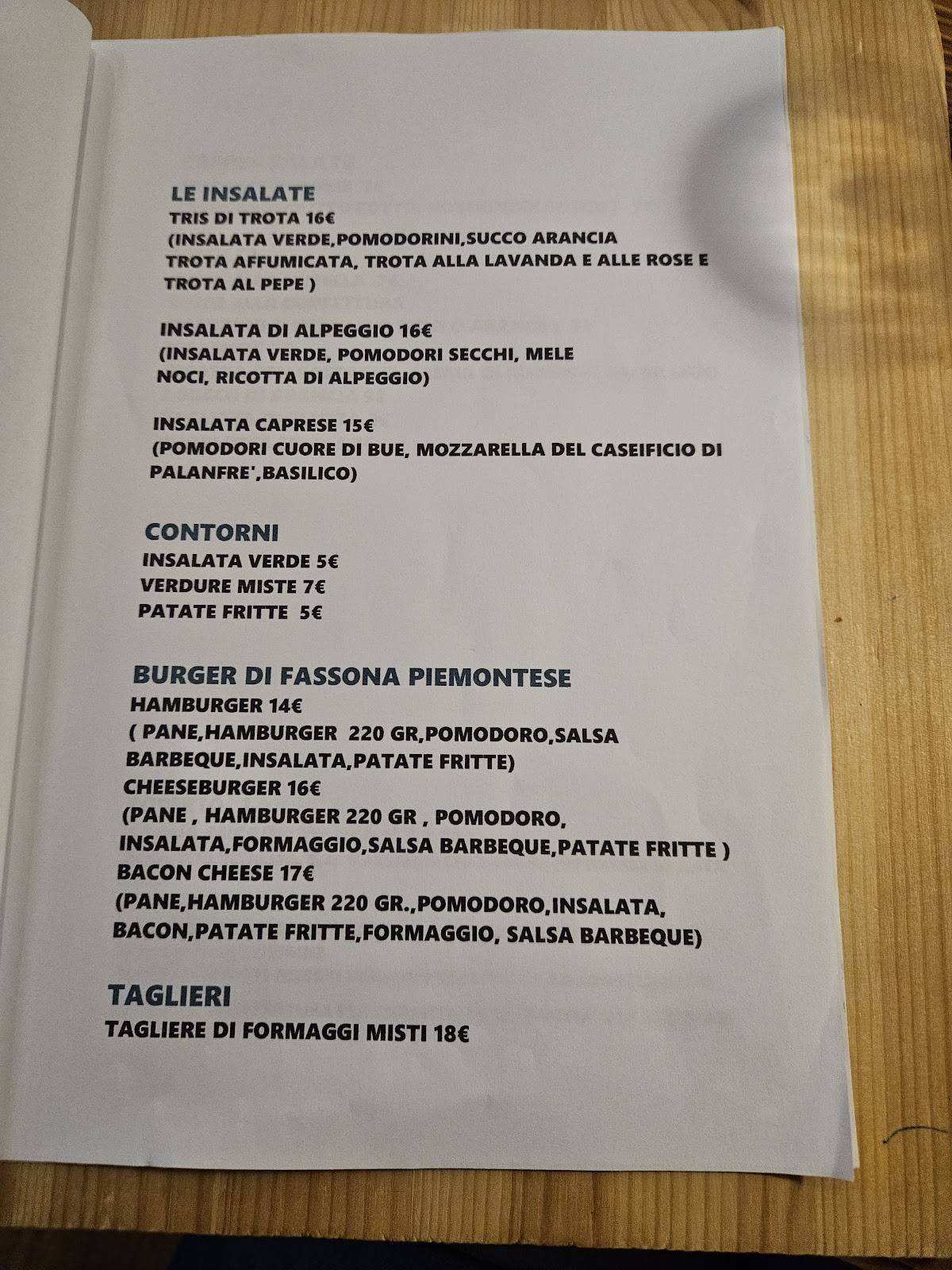 Menu di Da Angelina 