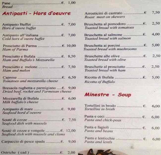 Menu di Trattoria Pizzeria Da Giuseppe 