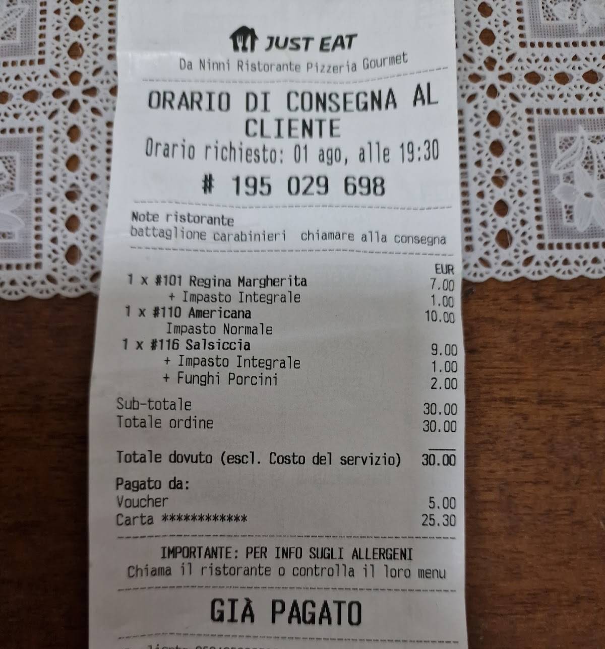 Menu di Da Ninni Ristorante Pizzeria Gourmet 